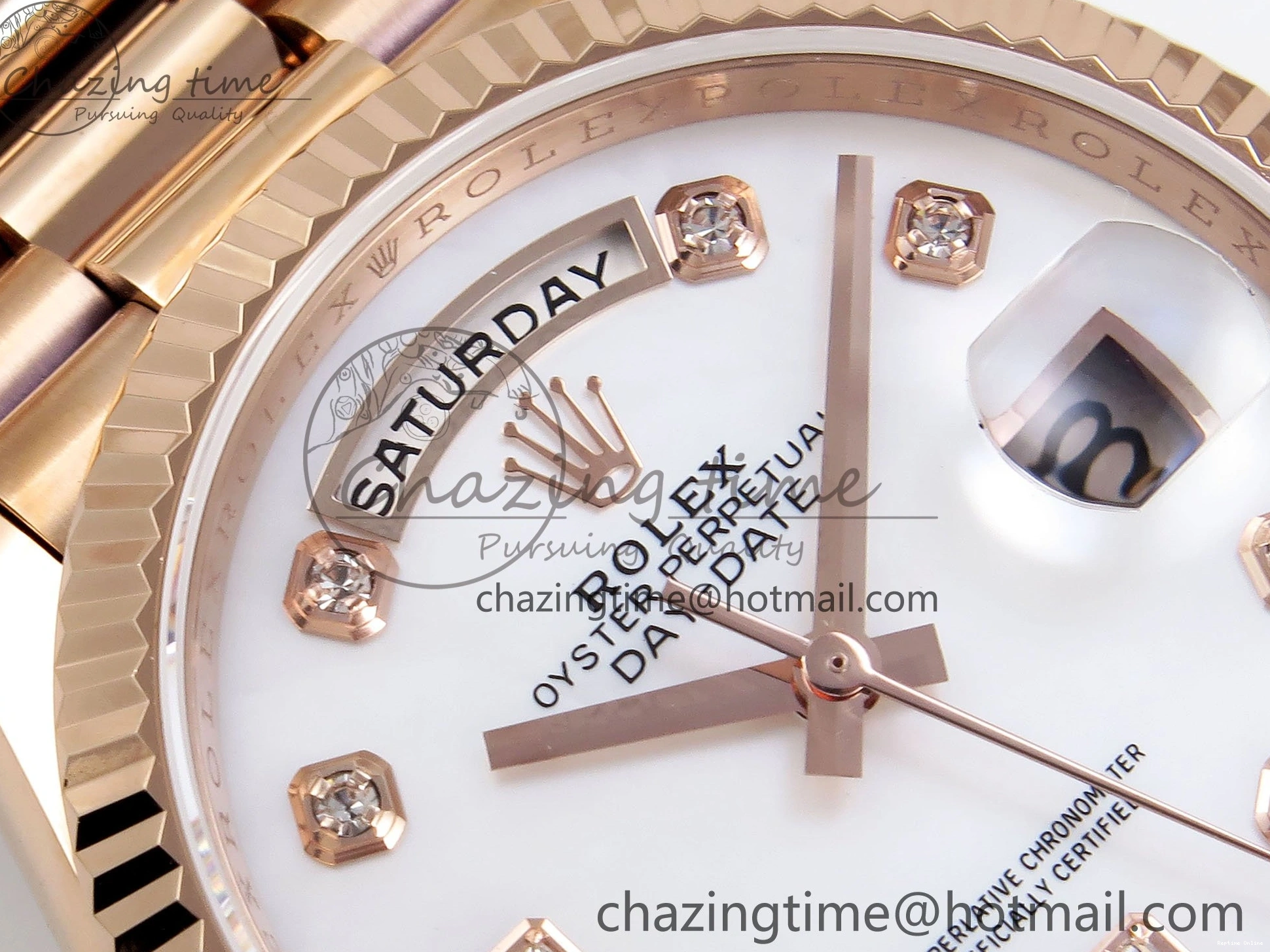0523 OdorResistant Day Date 36 RG TWSF Best Edition White Diamonds Dial on RG Bracelet A 1610